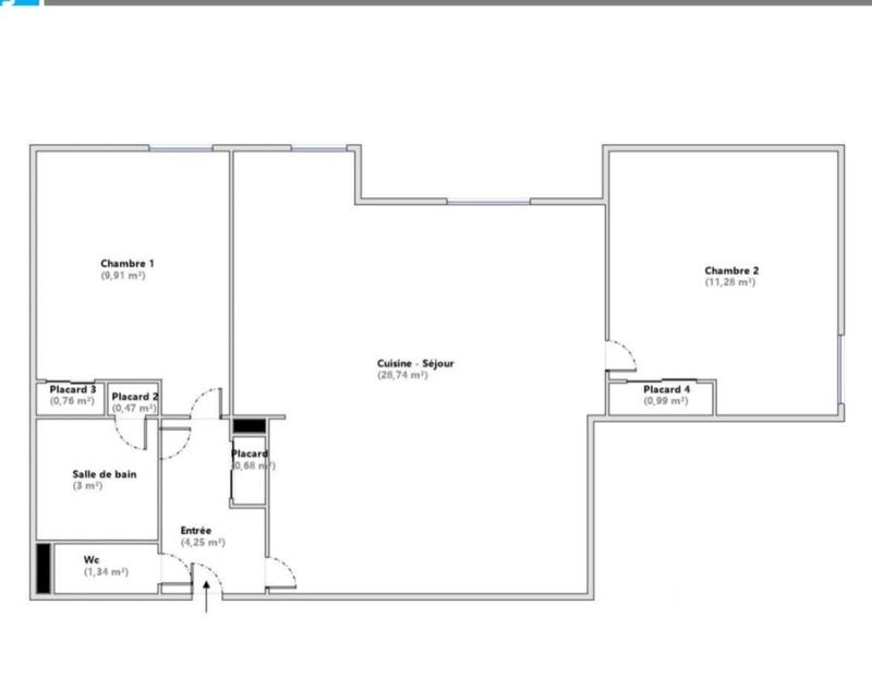 Appartement - 61 m² - 3 pièces