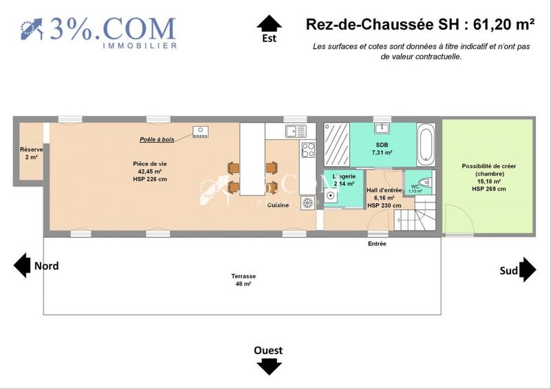 Longère - 78 m² - 3 pièces