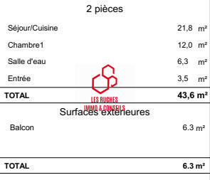 Appartement - 44 m² - 2 pièces