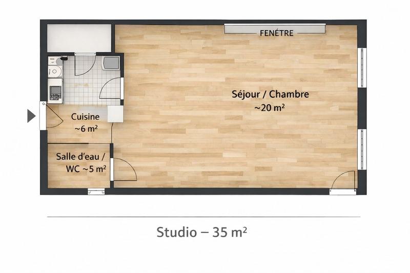 Appartement - 35 m² - 1 pièce