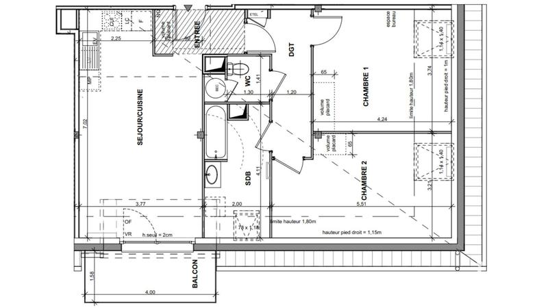 Appartement - 64 m² - 3 pièces