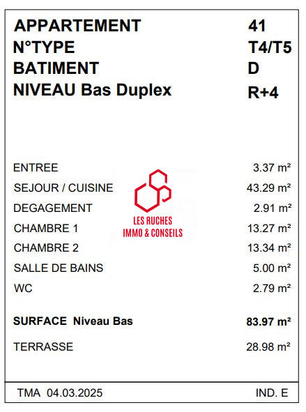 Duplex - 116 m² - 5 pièces