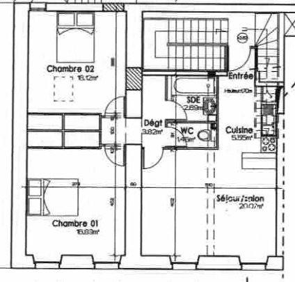 Appartement - 61 m² - 3 pièces