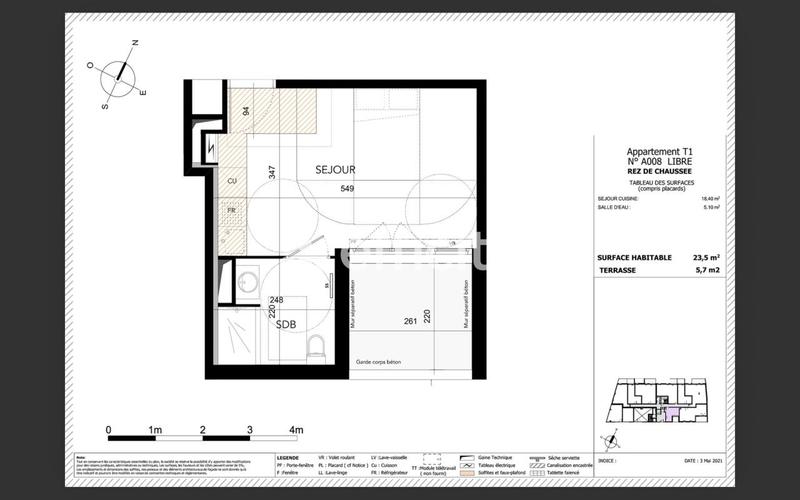 Appartement - 29 m² - 1 pièce