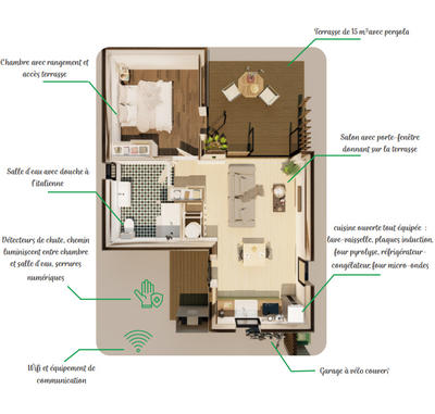Maison - 45 m² - 2 pièces