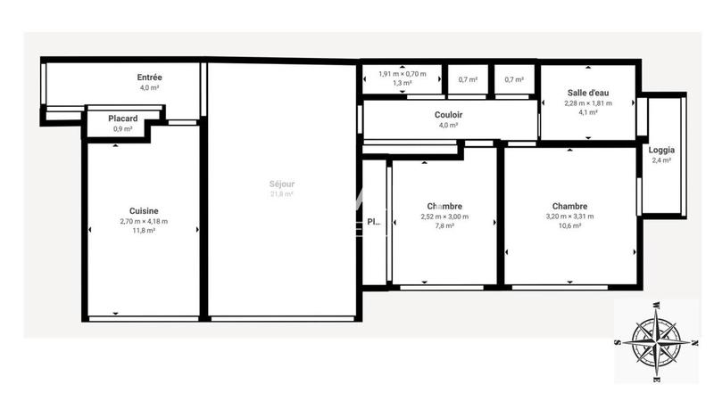 Appartement - 70 m² - 3 pièces