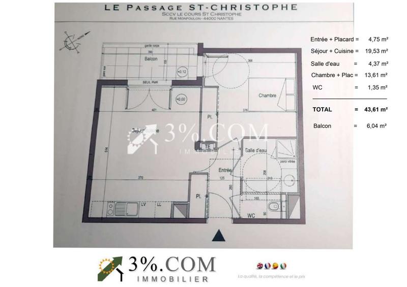 Appartement - 44 m² - 2 pièces