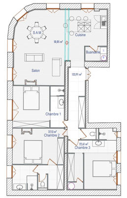 Appartement - 131 m² - 4 pièces