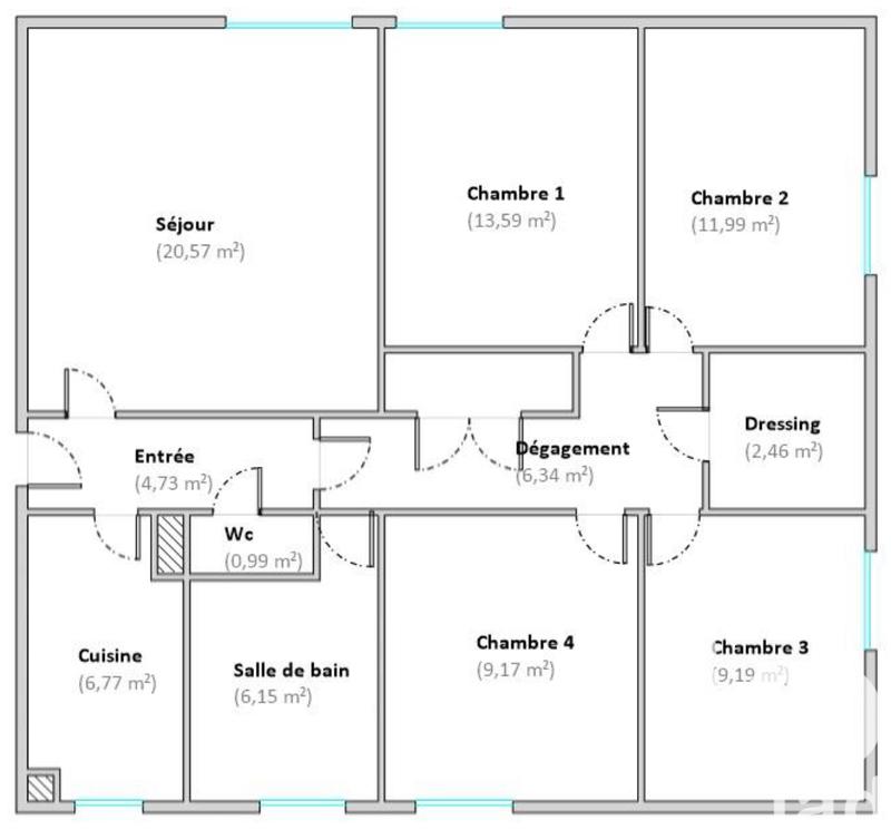 Appartement - 92 m² - 5 pièces