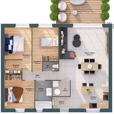 Maison - 87 m² - 5 pièces