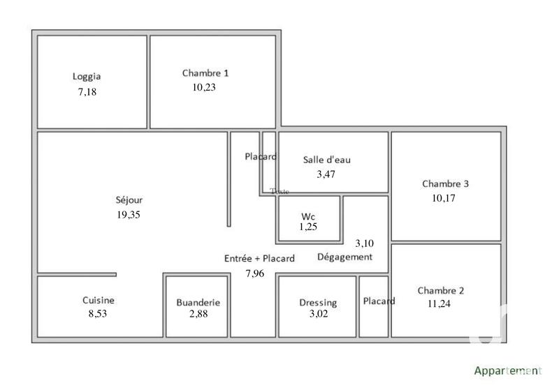 Appartement - 88 m² - 4 pièces