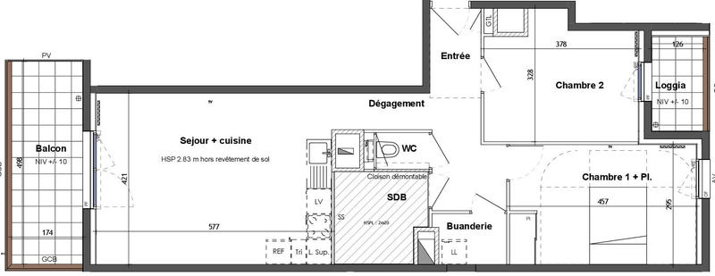Appartement - 66 m² - 3 pièces