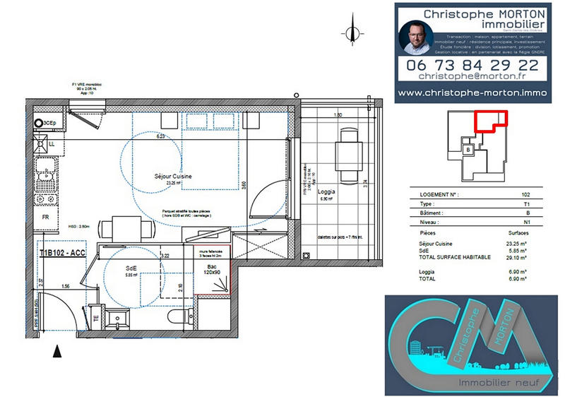 Appartement - 29 m² - 1 pièce