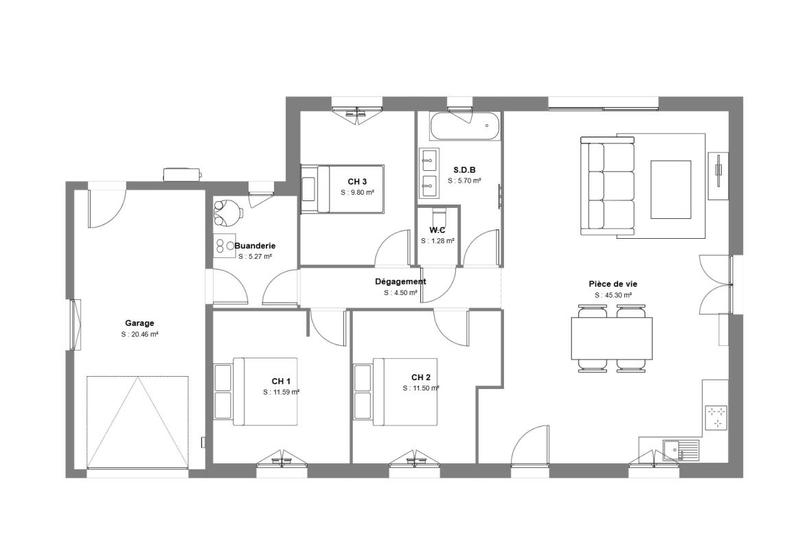 Maison - 95 m² - 4 pièces