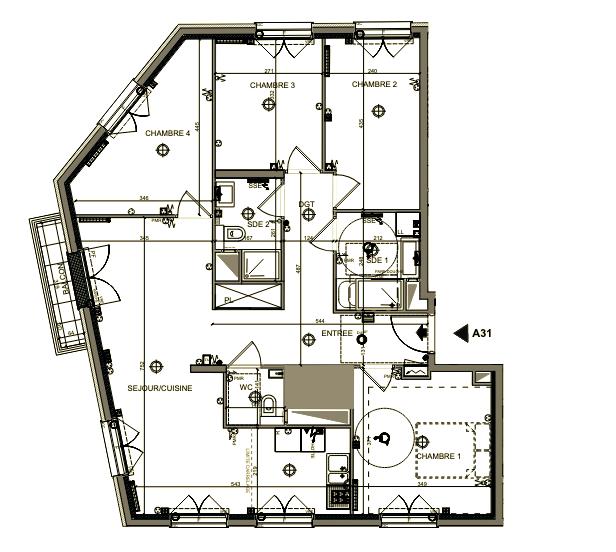 Appartement - 94 m² - 5 pièces