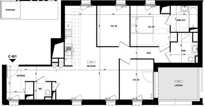 Appartement - 83 m² - 4 pièces