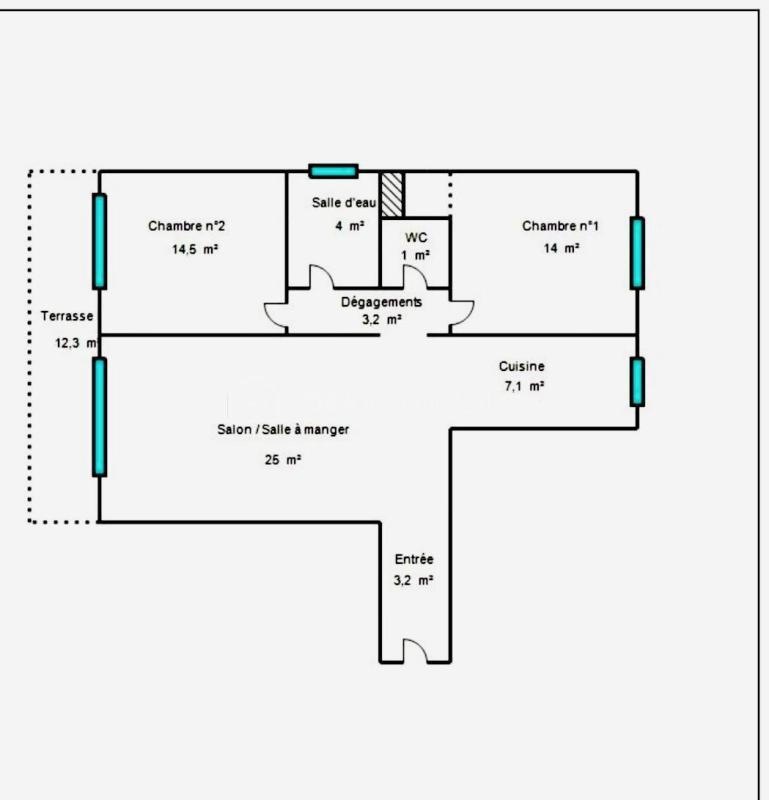 Appartement - 72 m² - 3 pièces