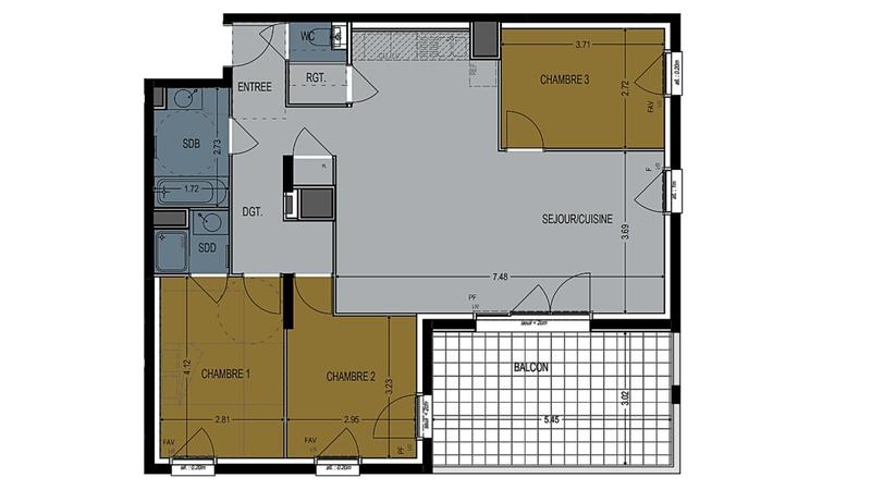 Appartement - 87 m² - 4 pièces