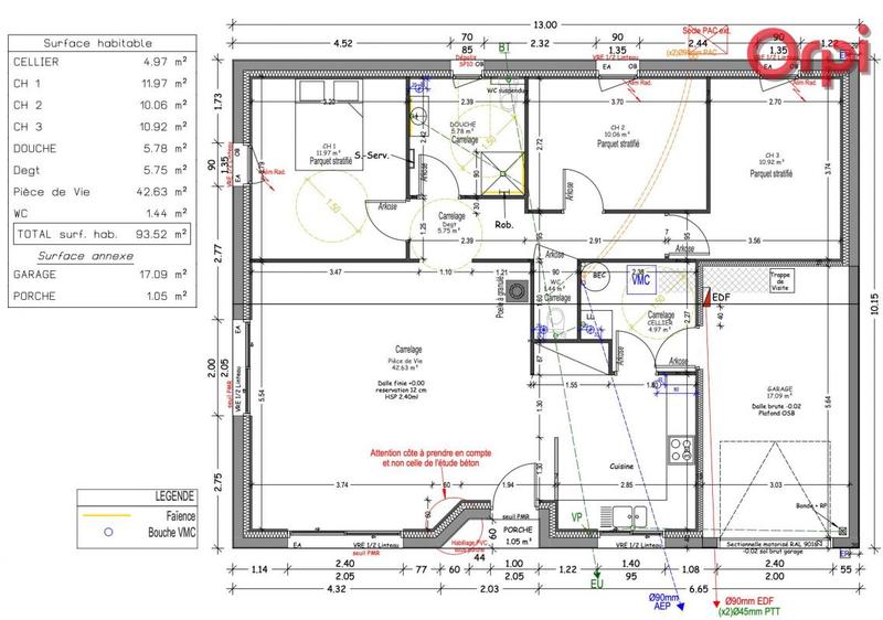 Maison - 93 m² - 4 pièces