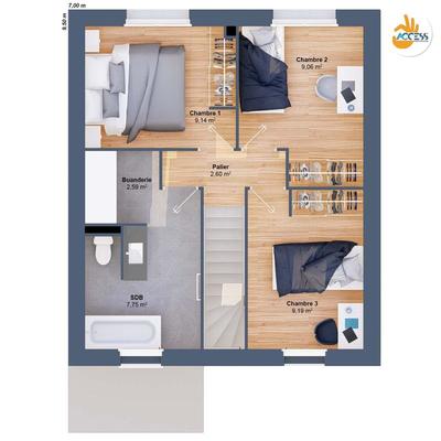 Maison - 73 m² - 5 pièces