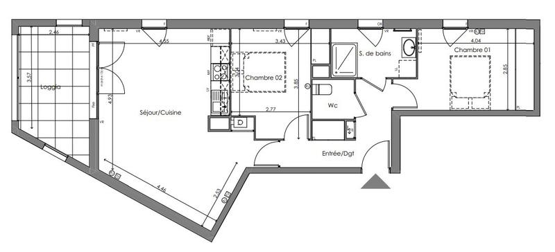 Appartement - 68 m² - 3 pièces