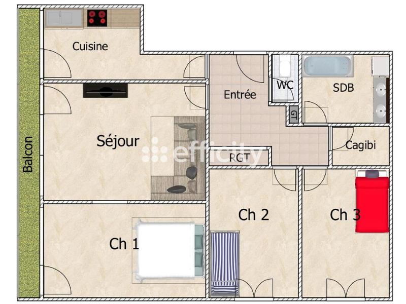 Appartement - 79 m² - 4 pièces