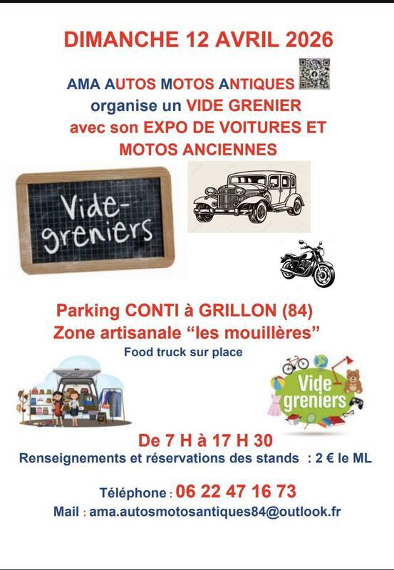 Vide greniers - exposition de voitures et motos anciennes