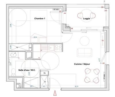 Appartement - 45 m² - 2 pièces