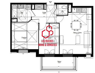 Appartement - 56 m² - 3 pièces