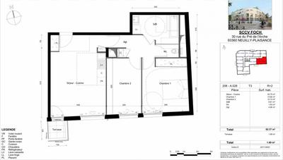 Appartement - 62 m² - 3 pièces