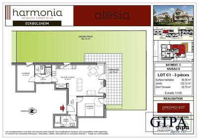 Appartement - 69 m² - 3 pièces