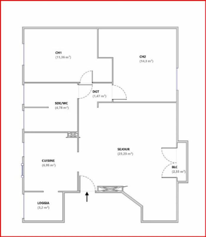 Appartement - 65 m² - 3 pièces