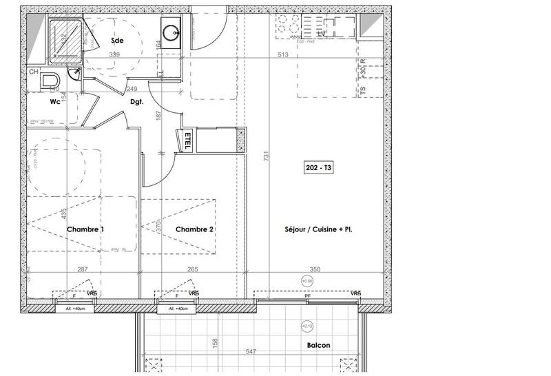 Appartement - 64 m² - 3 pièces