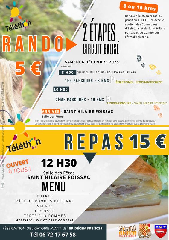 Téléthon : randonnée + repas