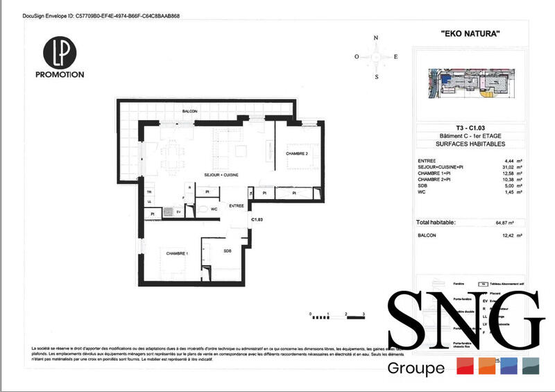 Appartement - 65 m² - 3 pièces