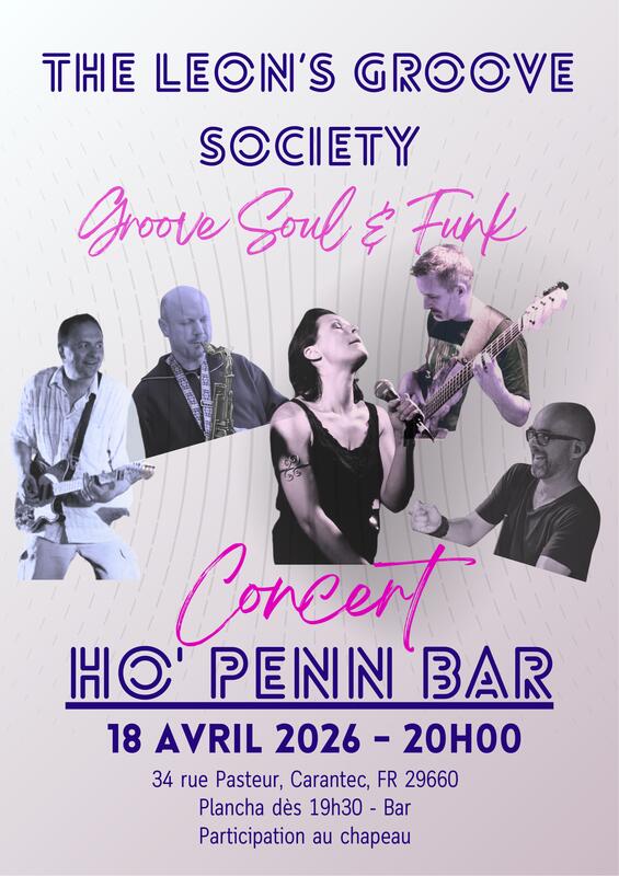 concert The Leon's Groove Society - Carantec Ho'Penn Bar 18 avril 2026 Carantec