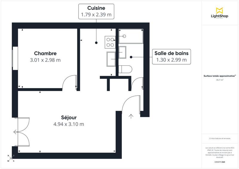 Appartement - 35 m² - 2 pièces