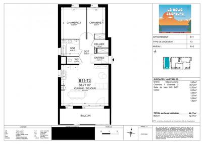 Appartement - 68 m² - 3 pièces