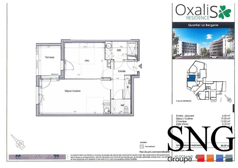 Appartement - 44 m² - 2 pièces