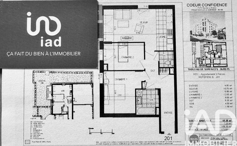 Appartement - 60 m² - 3 pièces