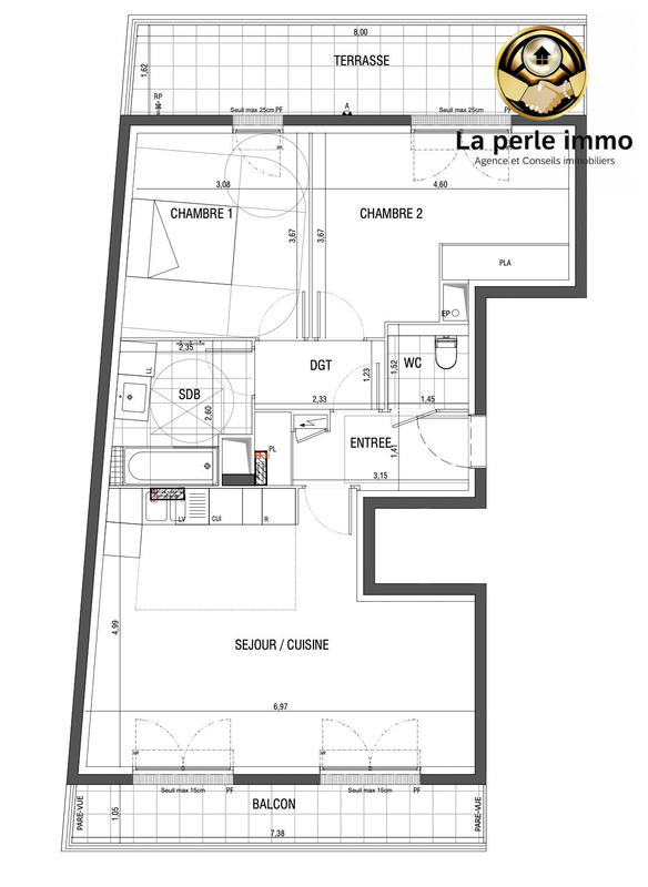 Appartement - 72 m² - 3 pièces