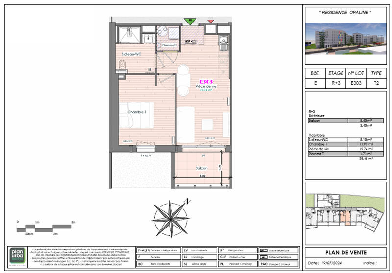 Appartement - 39 m² - 2 pièces
