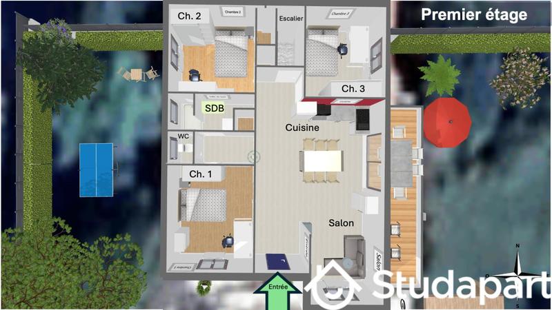 Chambre - 13 m² - 1 pièce