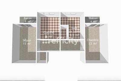 Appartement - 53 m² - 2 pièces