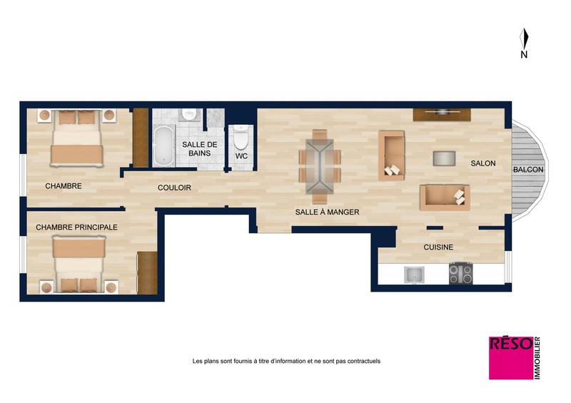 Appartement - 65 m² - 3 pièces