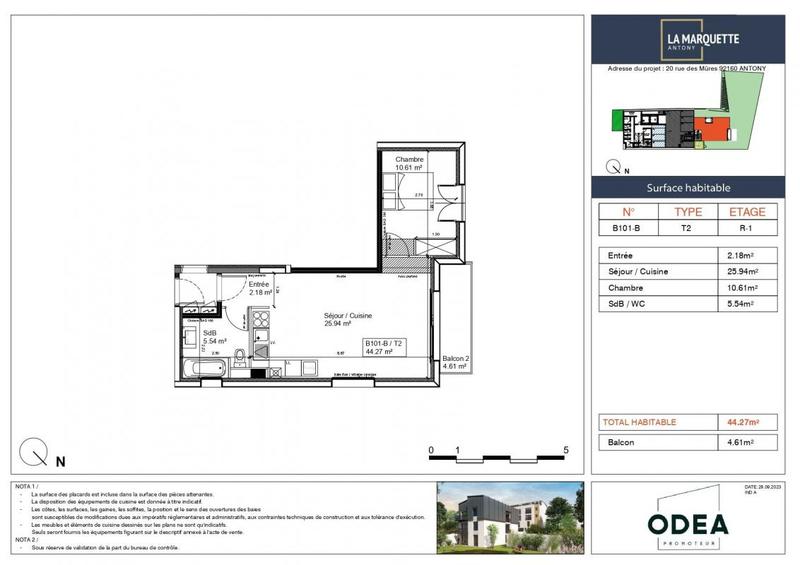Appartement - 44 m² - 2 pièces
