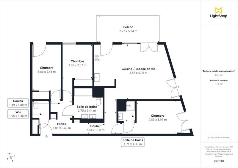 Appartement - 85 m² - 4 pièces