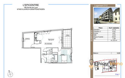 Appartement - 61 m² - 3 pièces