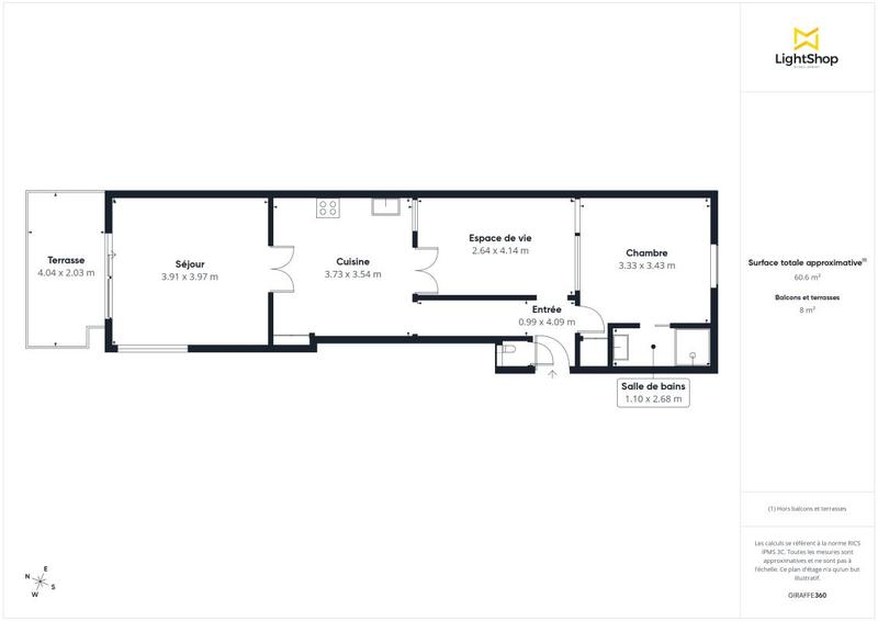 Appartement - 61 m² - 3 pièces