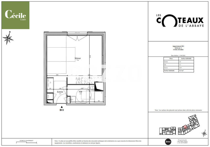 Appartement - 36 m² - 1 pièce